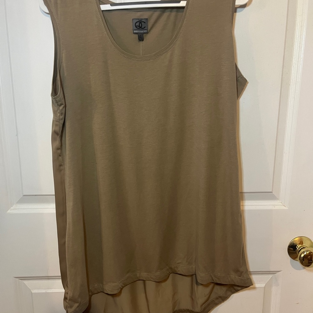 Tan Asymmetrical Sleeveless Relaxed Tank Top